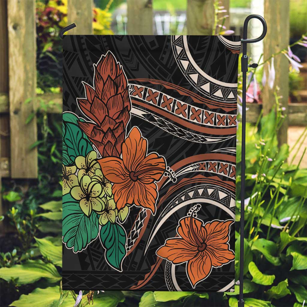 Vintage Hibiscus Pacific Floral Garden Flag LT9 Garden Flag Black - Polynesian Pride