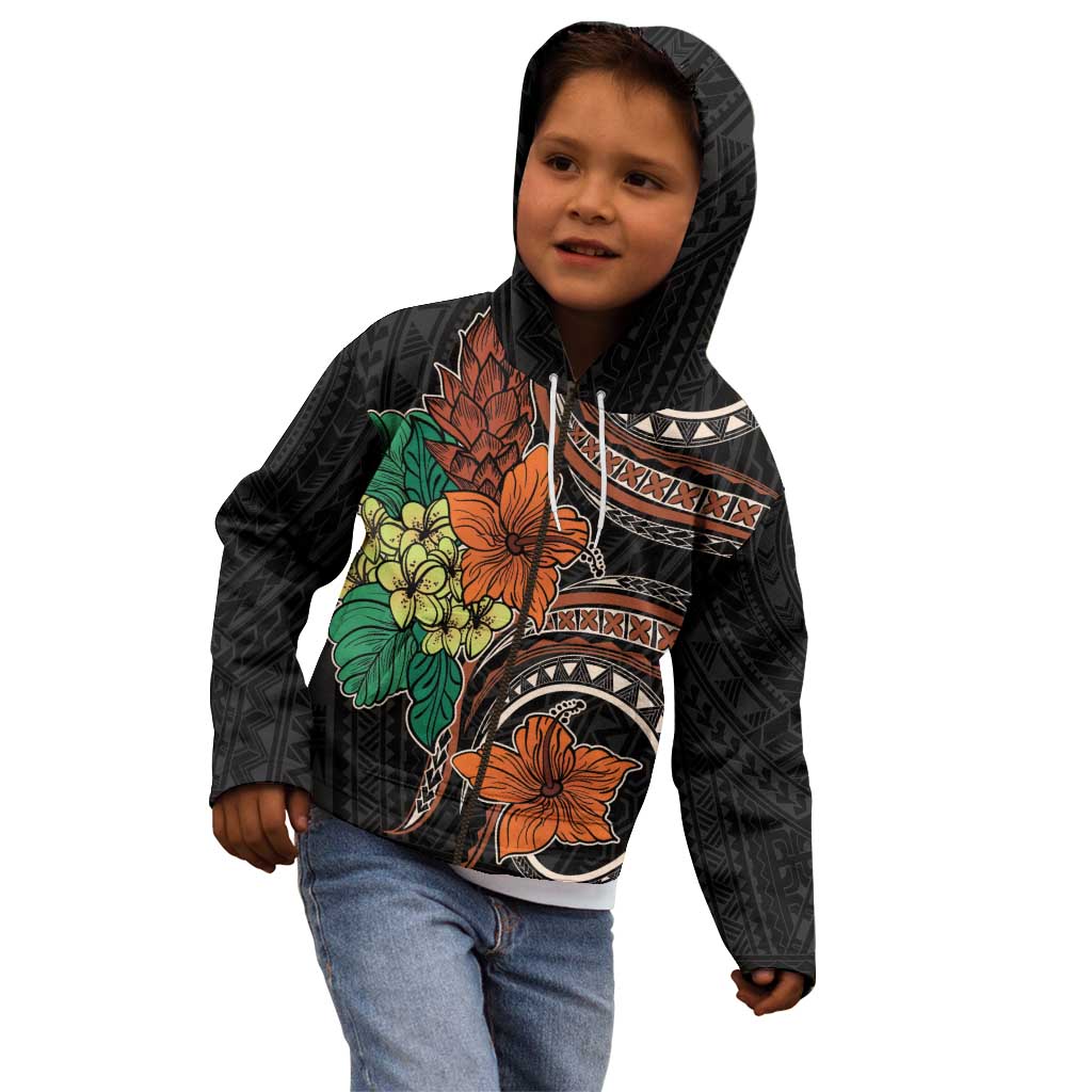 Vintage Hibiscus Pacific Floral Kid Hoodie LT9 - Polynesian Pride