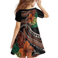 Vintage Hibiscus Pacific Floral Kid Short Sleeve Dress LT9 - Polynesian Pride