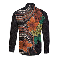 Vintage Hibiscus Pacific Floral Long Sleeve Button Shirt LT9 - Polynesian Pride