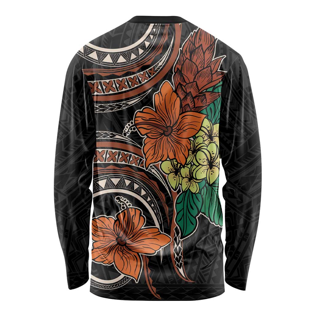 Vintage Hibiscus Pacific Floral Long Sleeve Shirt LT9 - Polynesian Pride