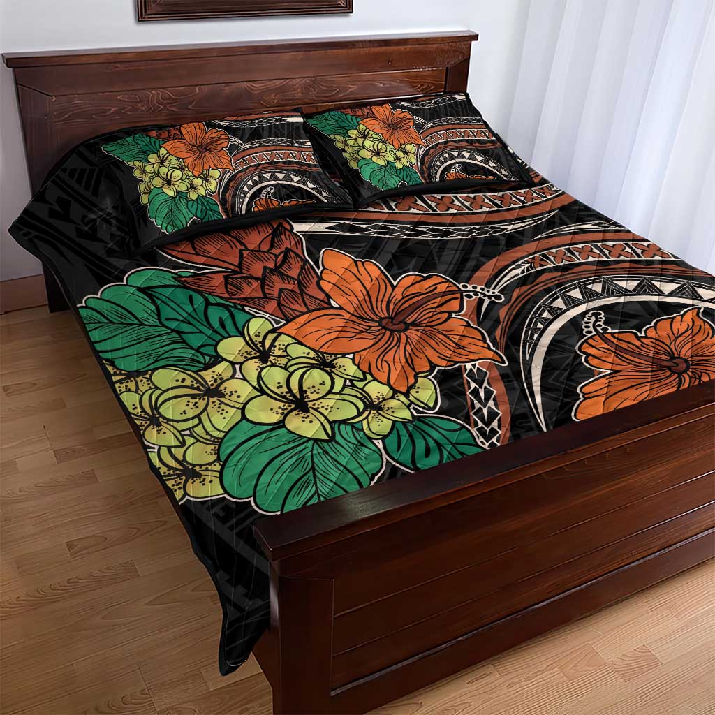 Vintage Hibiscus Pacific Floral Quilt Bed Set LT9 - Polynesian Pride