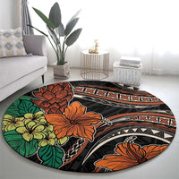 Vintage Hibiscus Pacific Floral Round Carpet LT9 - Polynesian Pride