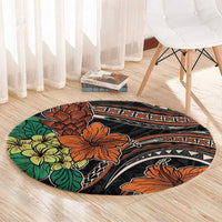 Vintage Hibiscus Pacific Floral Round Carpet LT9 - Polynesian Pride