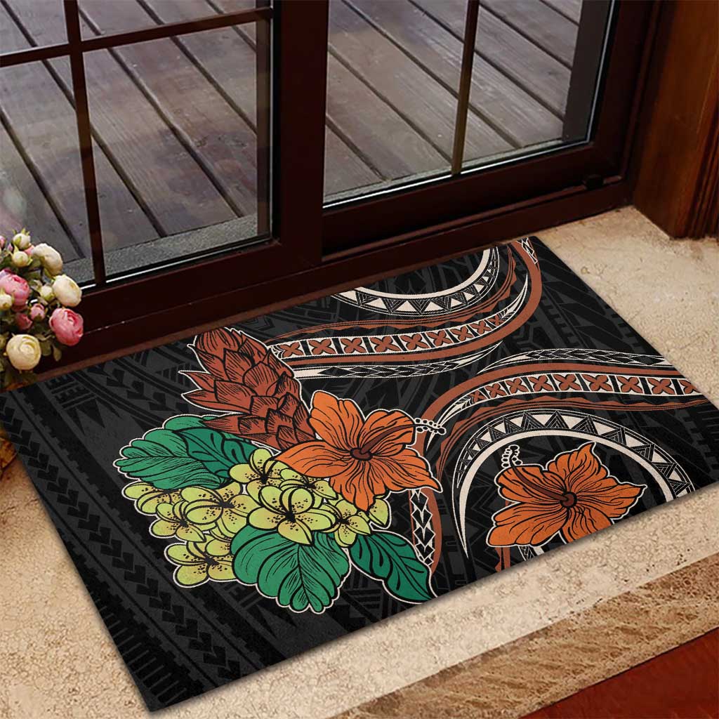 Vintage Hibiscus Pacific Floral Rubber Doormat LT9 - Polynesian Pride
