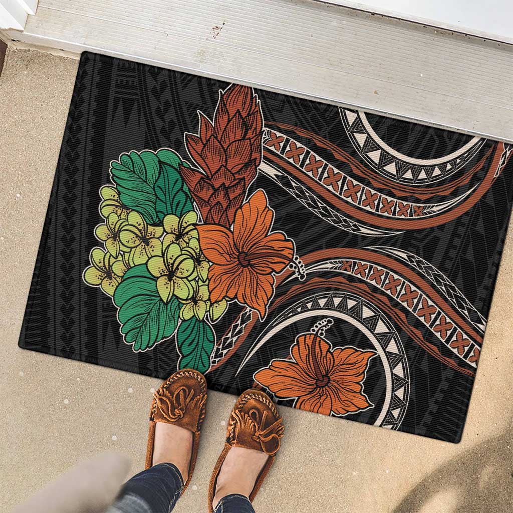 Vintage Hibiscus Pacific Floral Rubber Doormat LT9 - Polynesian Pride