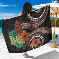Vintage Hibiscus Pacific Floral Sarong LT9 One Size 44 x 66 inches Black - Polynesian Pride