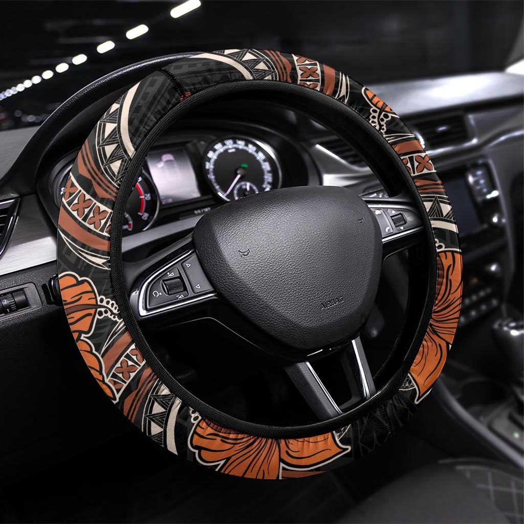 Vintage Hibiscus Pacific Floral Steering Wheel Cover