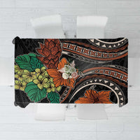 Vintage Hibiscus Pacific Floral Tablecloth LT9 Black - Polynesian Pride