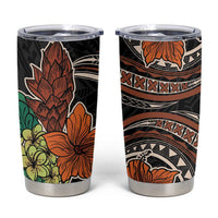 Vintage Hibiscus Pacific Floral Tumbler Cup LT9 Black - Polynesian Pride