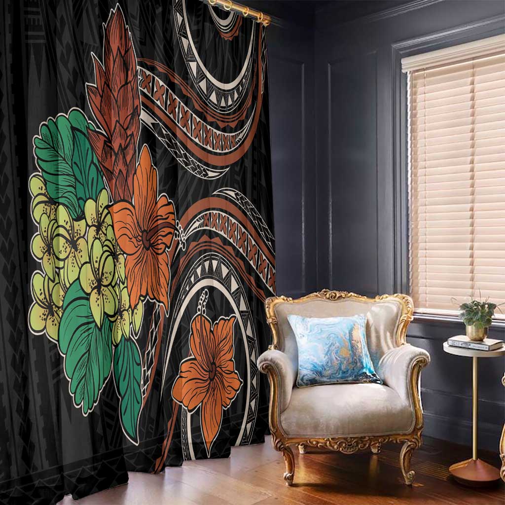 Vintage Hibiscus Pacific Floral Window Curtain LT9 - Polynesian Pride