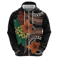 Vintage Hibiscus Pacific Floral Zip Hoodie LT9 - Polynesian Pride
