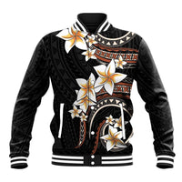 Vintage Plumeria Pacific Floral Baseball Jacket LT9 Unisex Black - Polynesian Pride