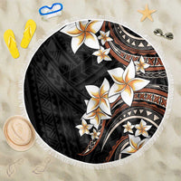 Vintage Plumeria Pacific Floral Beach Blanket LT9 One Size 150cm Black - Polynesian Pride