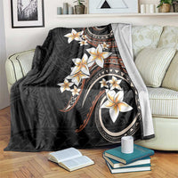 Vintage Plumeria Pacific Floral Blanket LT9 Black - Polynesian Pride