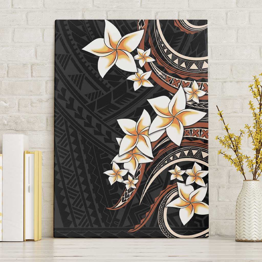 Vintage Plumeria Pacific Floral Canvas Wall Art LT9 Without Frame Black - Polynesian Pride