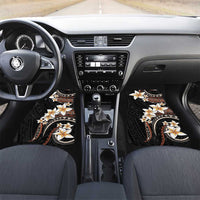 Vintage Plumeria Pacific Floral Car Mats LT9 Set 2pcs - Front Black - Polynesian Pride