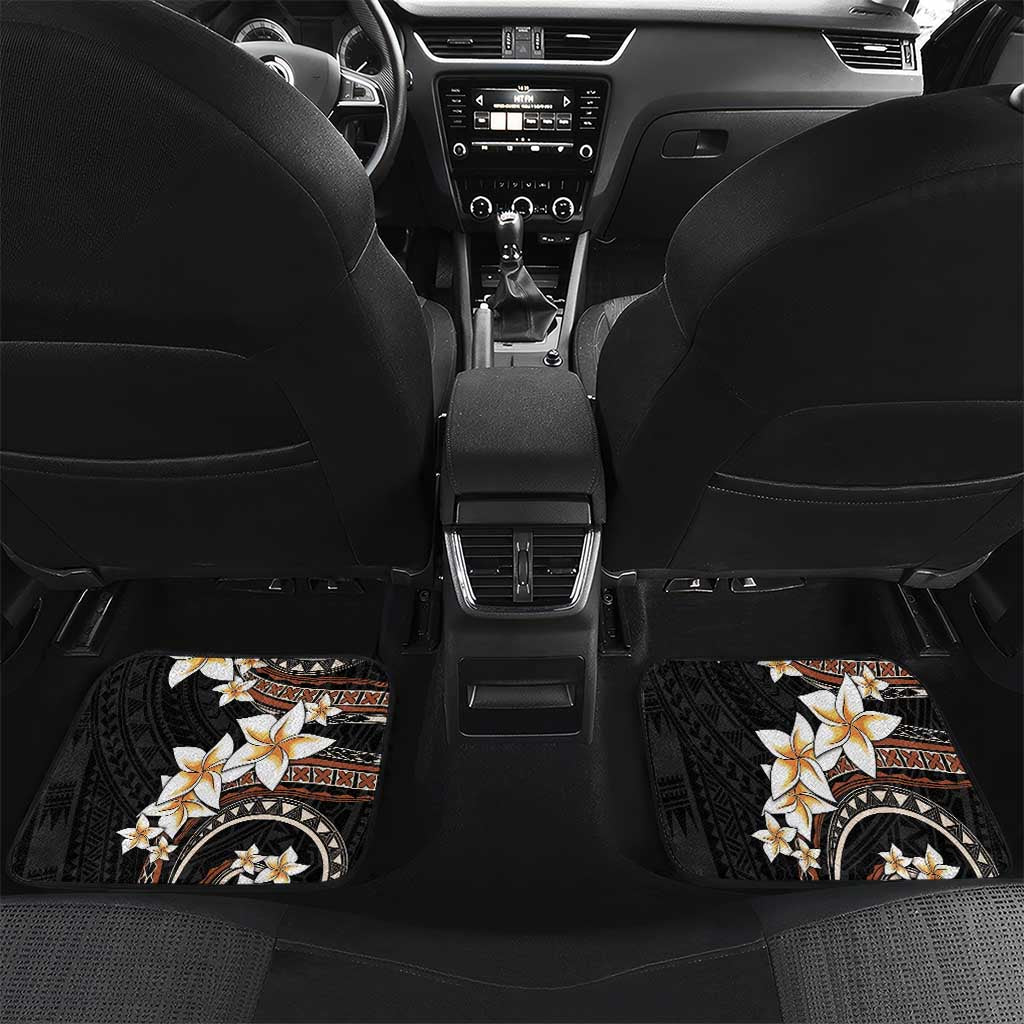 Vintage Plumeria Pacific Floral Car Mats LT9 Set 2pcs - Back Black - Polynesian Pride