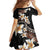 Vintage Plumeria Pacific Floral Family Matching Short Sleeve Bodycon Dress and Hawaiian Shirt