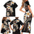 Vintage Plumeria Pacific Floral Family Matching Short Sleeve Bodycon Dress and Hawaiian Shirt