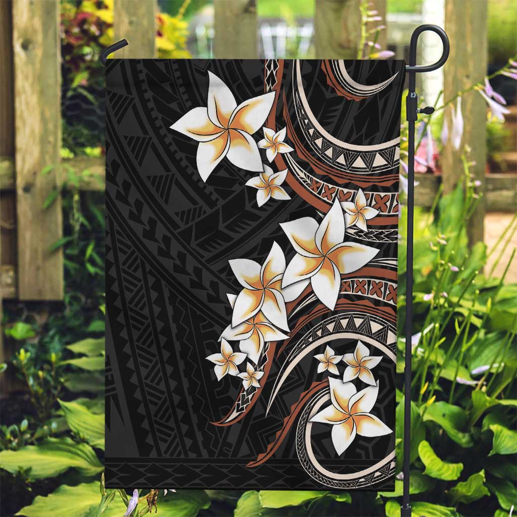 Vintage Plumeria Pacific Floral Garden Flag LT9 Garden Flag Black - Polynesian Pride