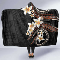 Vintage Plumeria Pacific Floral Hooded Blanket LT9 One Size Black - Polynesian Pride
