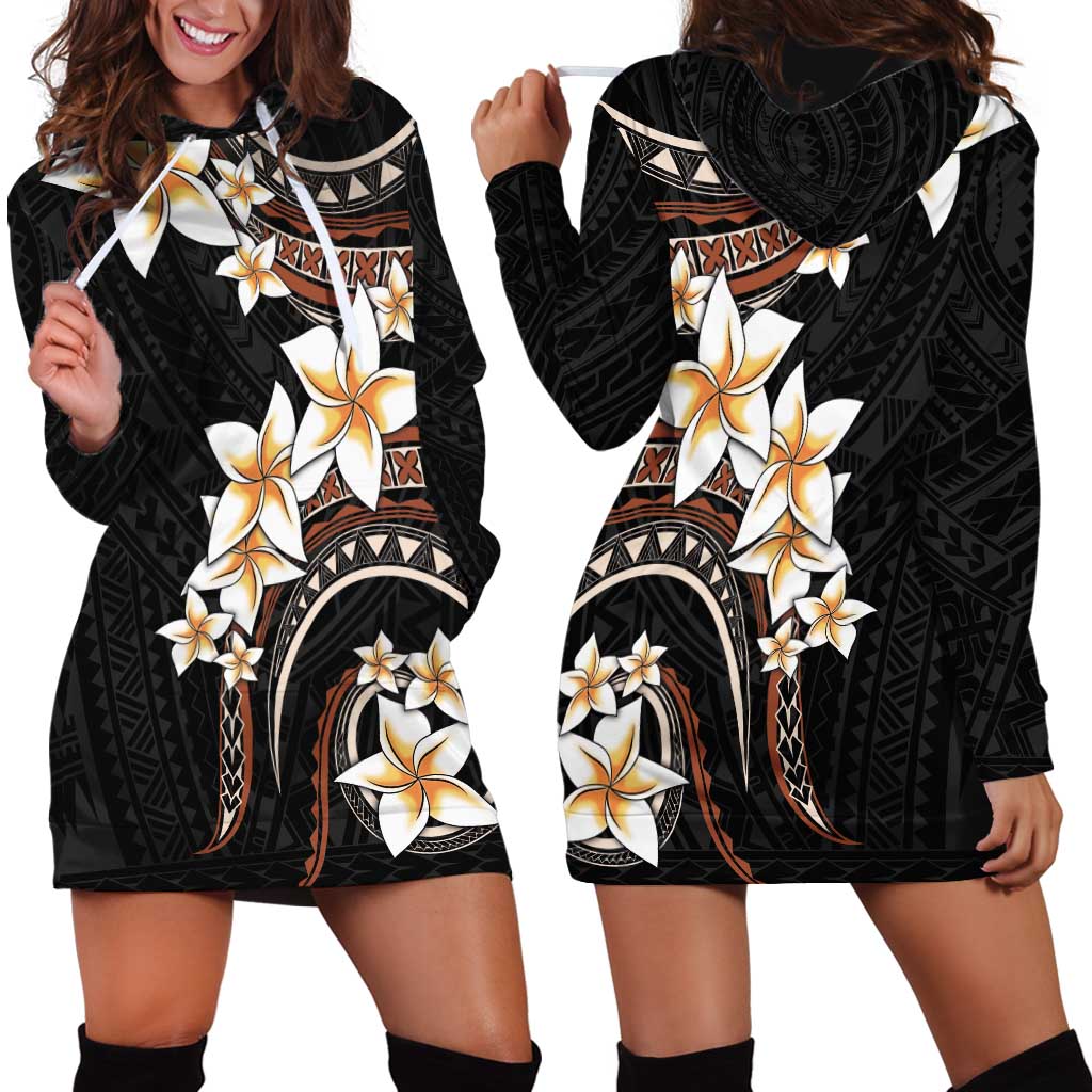 Vintage Plumeria Pacific Floral Hoodie Dress LT9 - Polynesian Pride