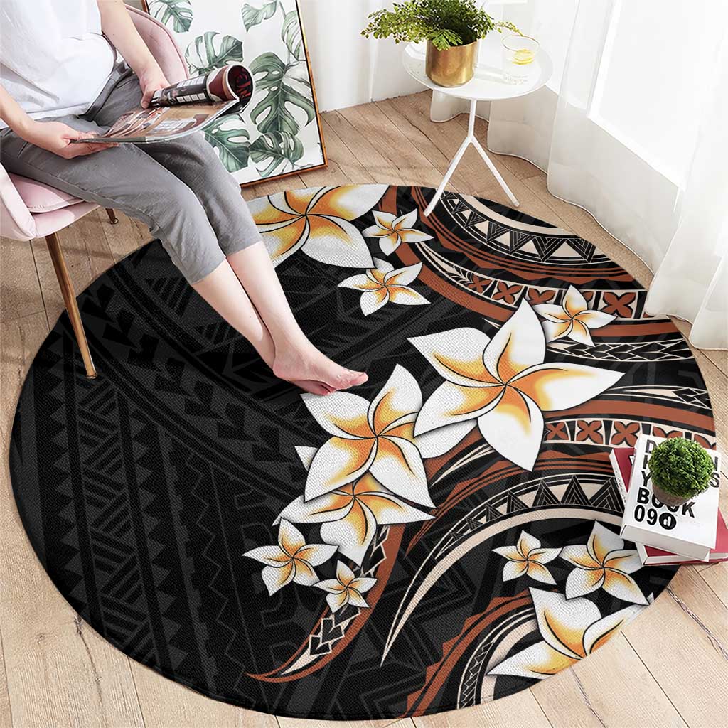 Vintage Plumeria Pacific Floral Round Carpet LT9 - Polynesian Pride
