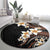 Vintage Plumeria Pacific Floral Round Carpet