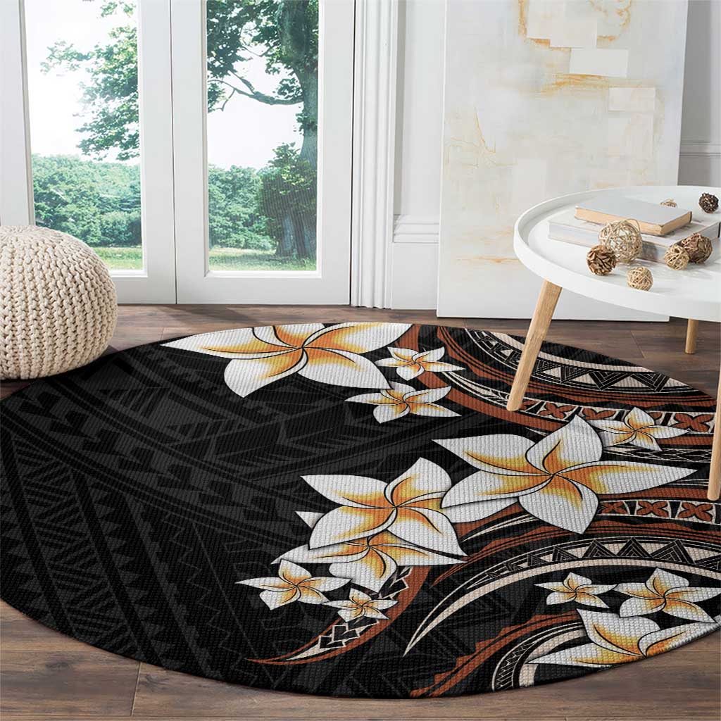 Vintage Plumeria Pacific Floral Round Carpet LT9 - Polynesian Pride