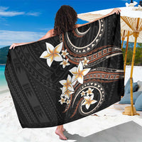 Vintage Plumeria Pacific Floral Sarong LT9 One Size 44 x 66 inches Black - Polynesian Pride