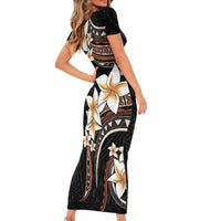 Vintage Plumeria Pacific Floral Short Sleeve Bodycon Dress LT9 - Polynesian Pride