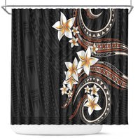 Vintage Plumeria Pacific Floral Shower Curtain LT9 Black - Polynesian Pride