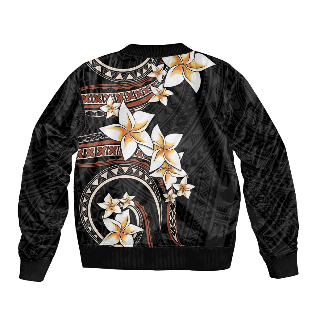 Vintage Plumeria Pacific Floral Sleeve Zip Bomber Jacket LT9 - Polynesian Pride