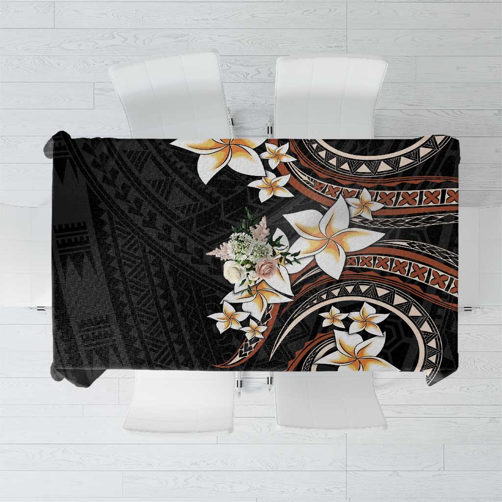 Vintage Plumeria Pacific Floral Tablecloth LT9 Black - Polynesian Pride