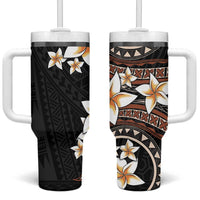 Vintage Plumeria Pacific Floral Tumbler With Handle LT9 One Size: 40 oz Black - Polynesian Pride