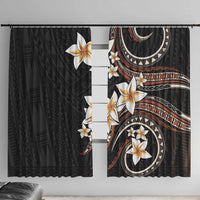 Vintage Plumeria Pacific Floral Window Curtain LT9 With Hooks Black - Polynesian Pride