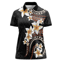 Vintage Plumeria Pacific Floral Women Polo Shirt LT9 Female Black - Polynesian Pride