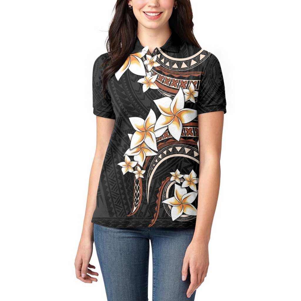 Vintage Plumeria Pacific Floral Women Polo Shirt LT9 - Polynesian Pride