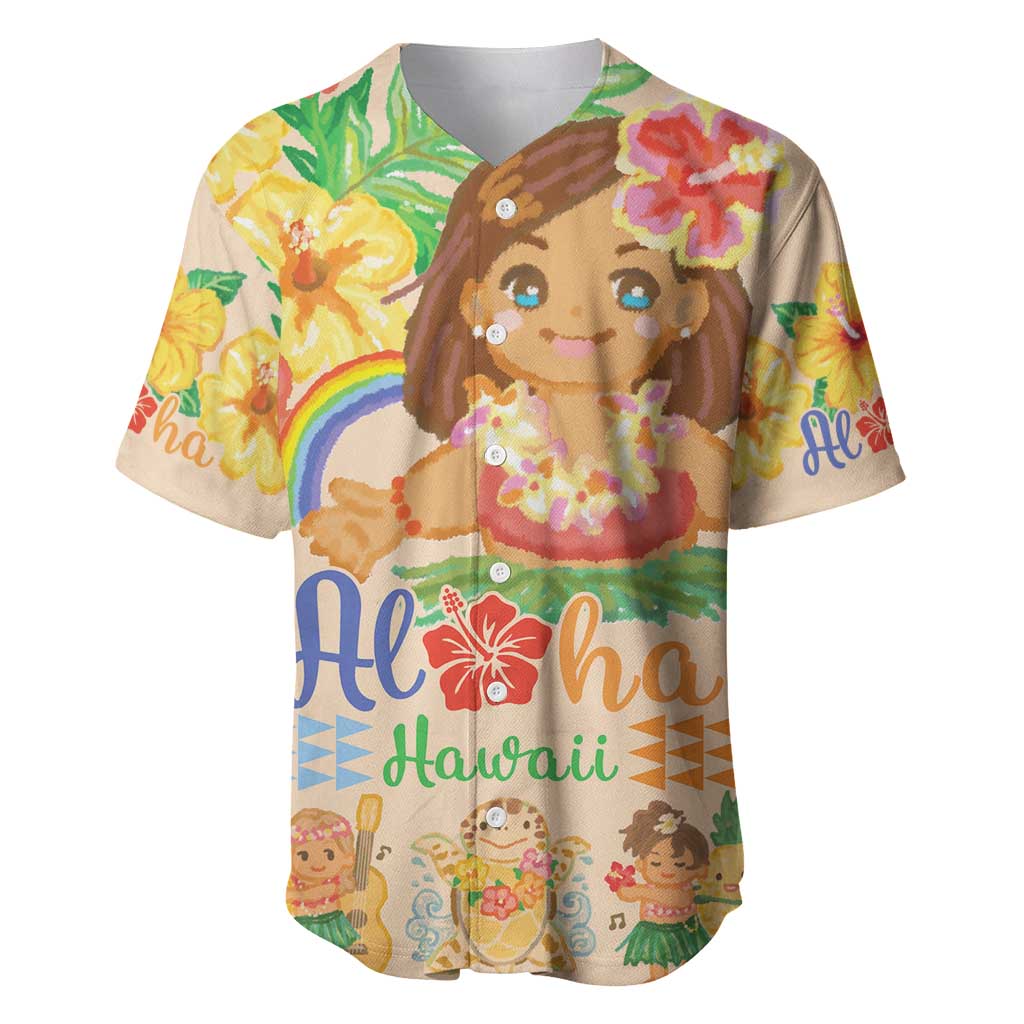 Kawaii Hula Girls Baseball Jersey Aloha Hibiscus Flowers LT9 Nude - Polynesian Pride