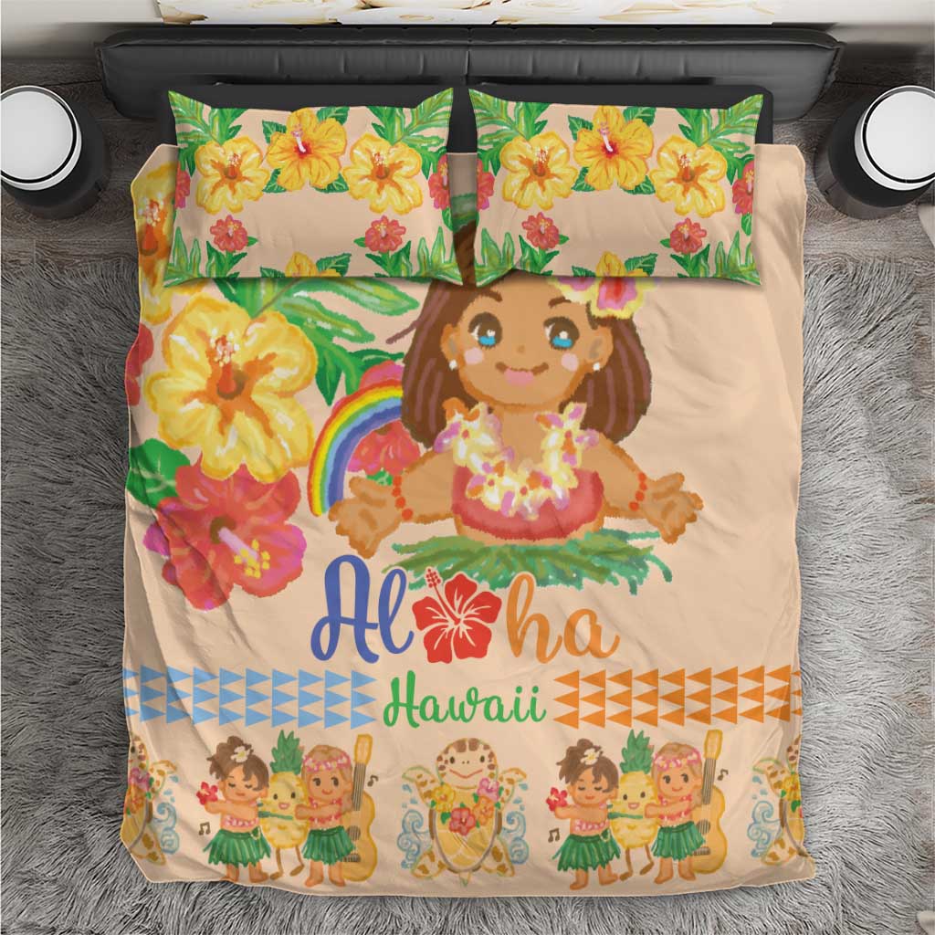 Kawaii Hula Girls Bedding Set Aloha Hibiscus Flowers LT9 Nude - Polynesian Pride
