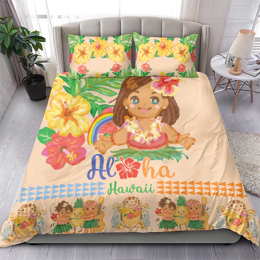 Kawaii Hula Girls Bedding Set Aloha Hibiscus Flowers LT9 - Polynesian Pride