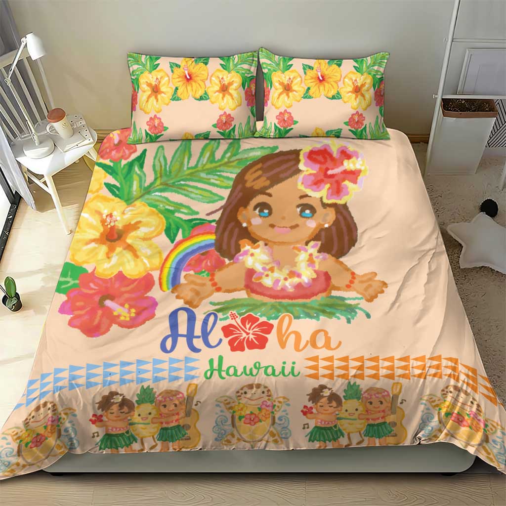 Kawaii Hula Girls Bedding Set Aloha Hibiscus Flowers LT9 - Polynesian Pride