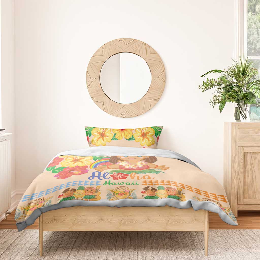 Kawaii Hula Girls Bedding Set Aloha Hibiscus Flowers LT9 - Polynesian Pride