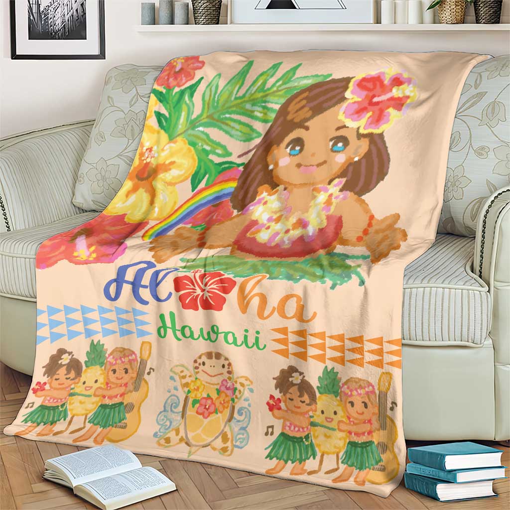 Kawaii Hula Girls Blanket Aloha Hibiscus Flowers LT9 - Polynesian Pride