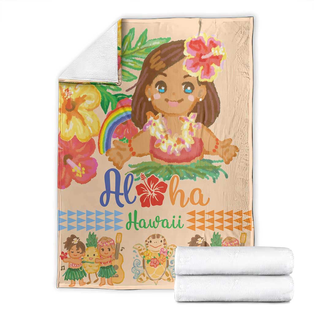 Kawaii Hula Girls Blanket Aloha Hibiscus Flowers LT9 - Polynesian Pride