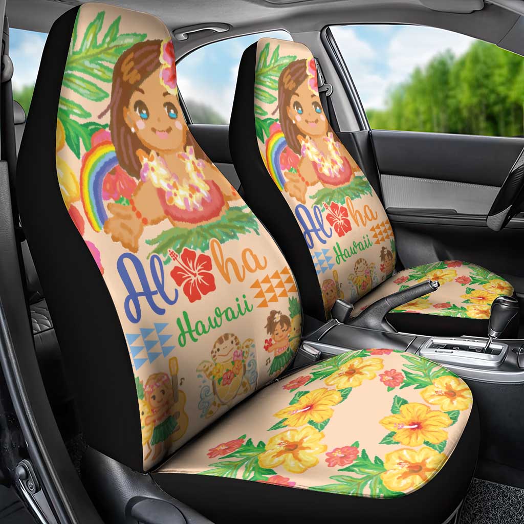 Kawaii Hula Girls Car Seat Cover Aloha Hibiscus Flowers LT9 - Polynesian Pride