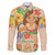 Kawaii Hula Girls Family Matching Long Sleeve Bodycon Dress and Hawaiian Shirt Aloha Hibiscus Flowers