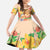 Kawaii Hula Girls Family Matching Short Sleeve Bodycon Dress and Hawaiian Shirt Aloha Hibiscus Flowers