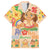 Kawaii Hula Girls Family Matching Short Sleeve Bodycon Dress and Hawaiian Shirt Aloha Hibiscus Flowers